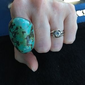 Sterling Silver Turquoise Nugget 5 1/2 pinky ring